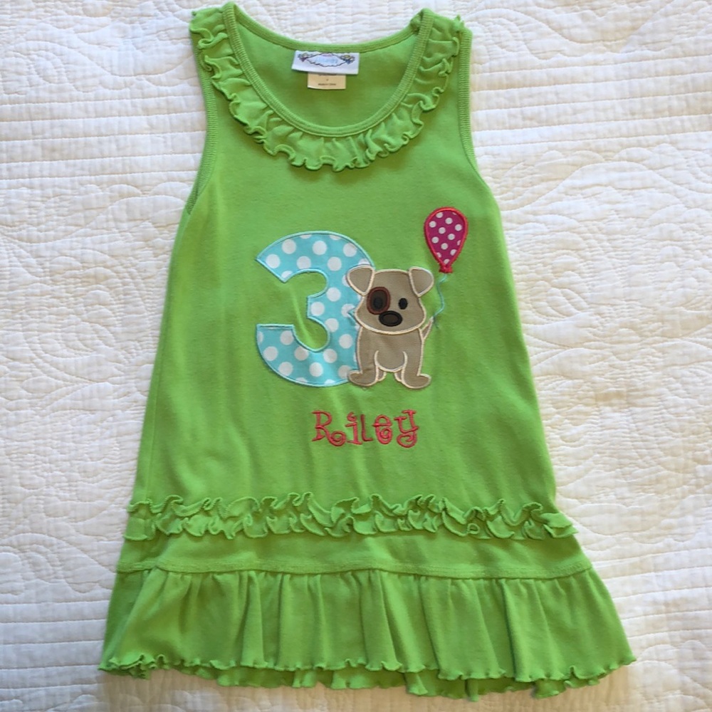 monogrammed Riley 3rd Birthday puppy dog dress